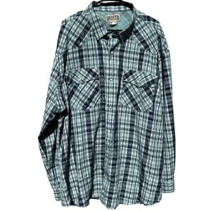 Duluth Trading Co 2XL Blue Plaid Button Up Vented Mesh Lined Performance Outdoor